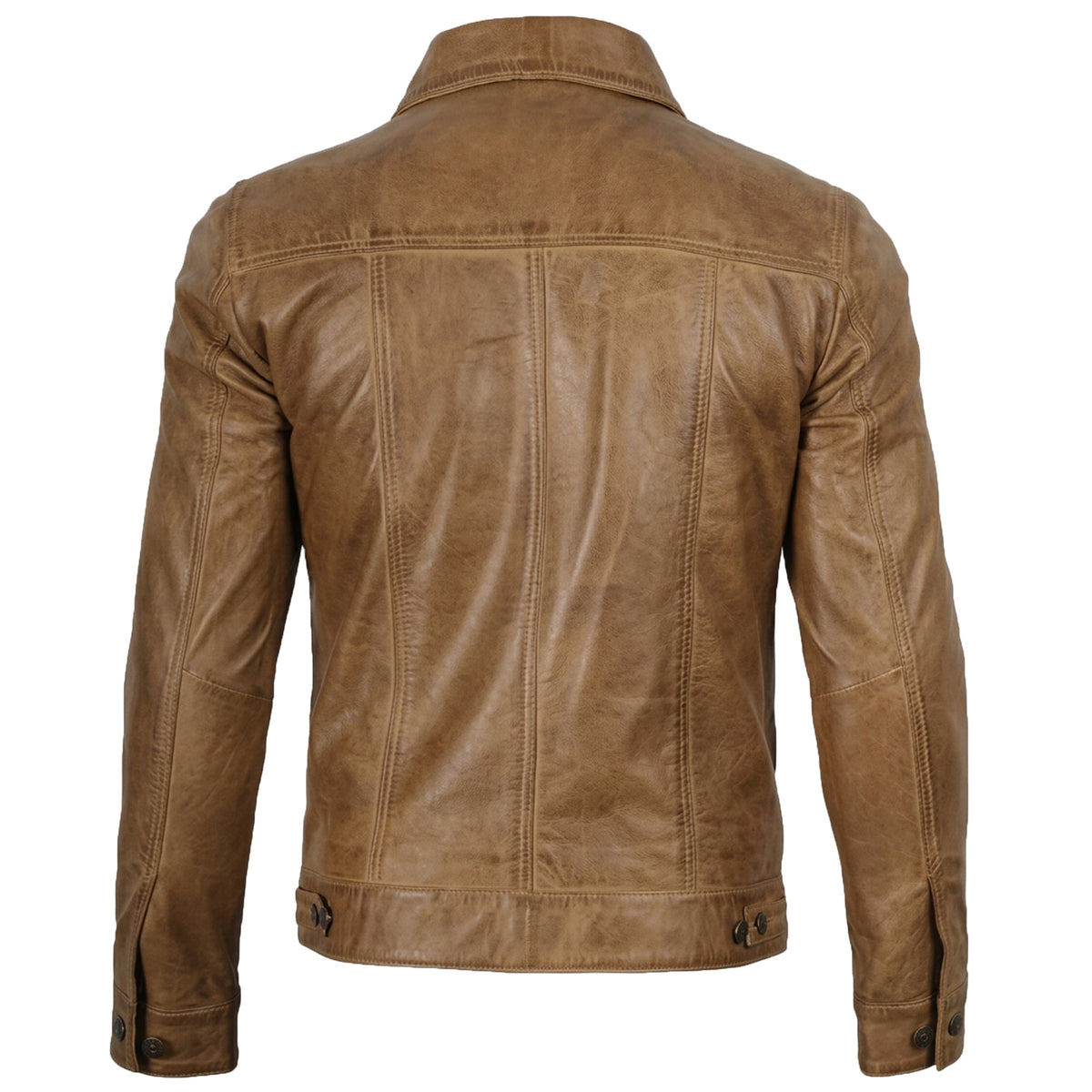 Bolvane Camel Wax Leather Trucker Jacket – Men's