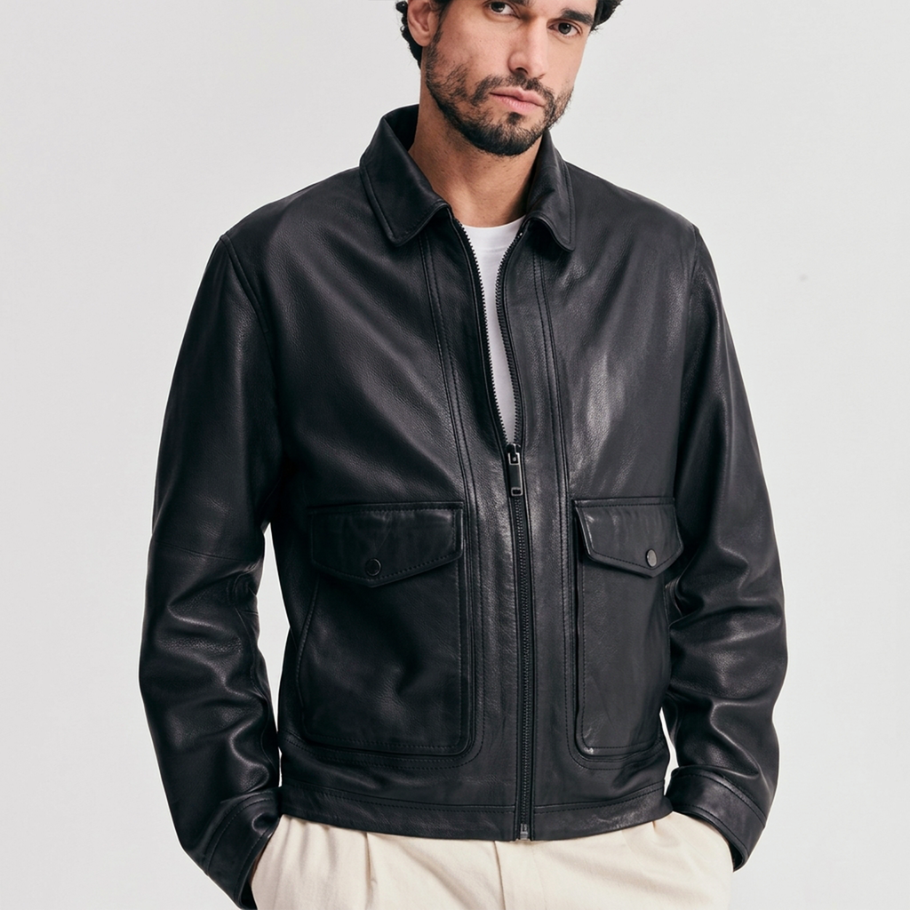 Men's Black Leather Classic Jacket