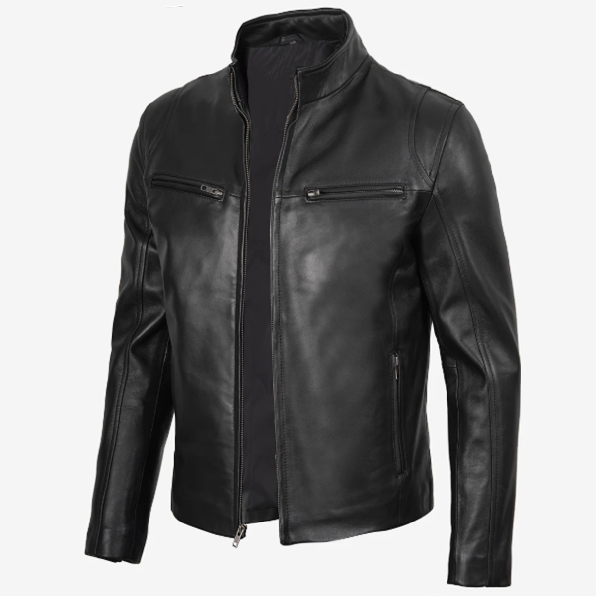 Men’s Classic Black Café Racer Leather Jacket