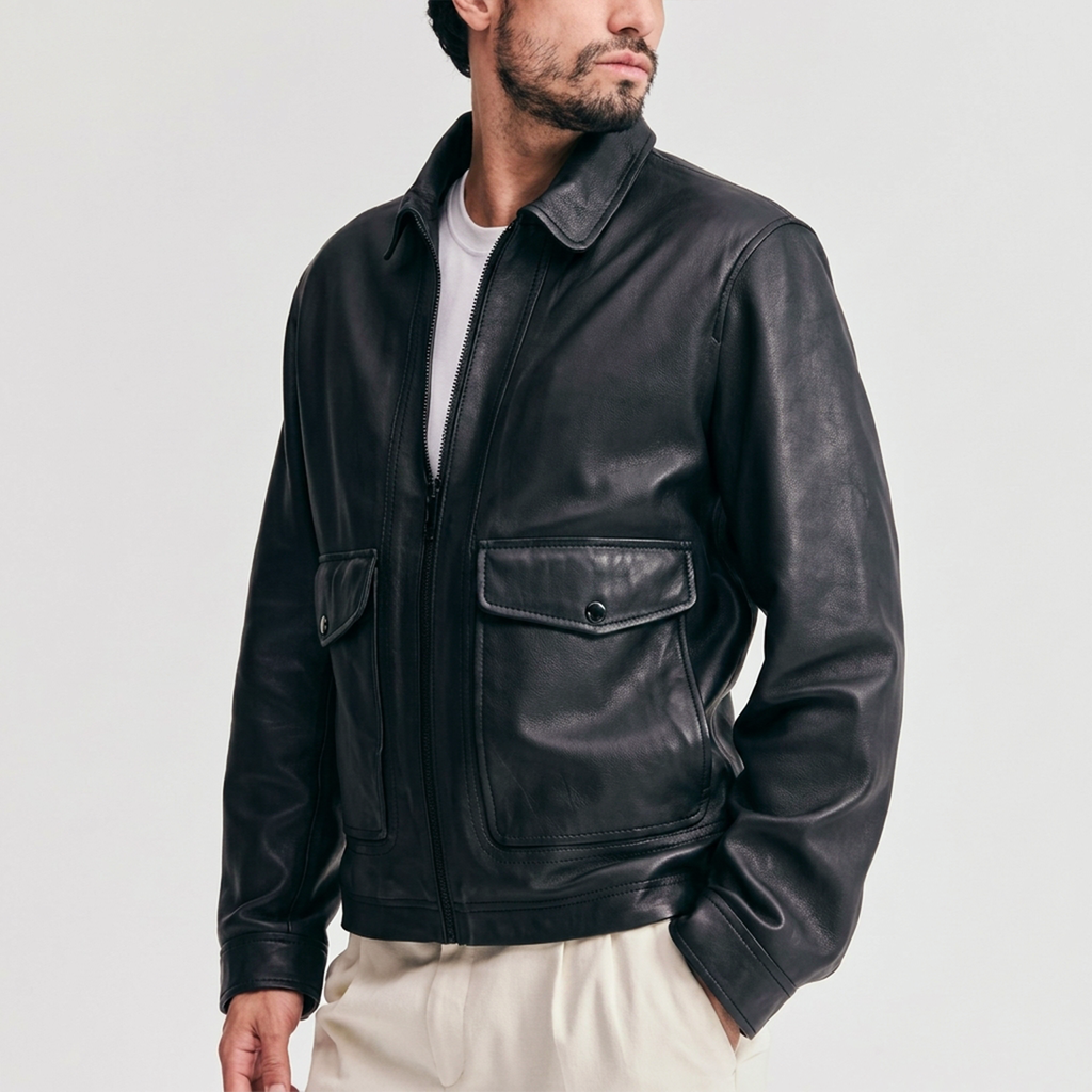 Men's Black Leather Classic Jacket