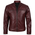 Bolvane Burgundy Café Racer Leather Jacket – Men's