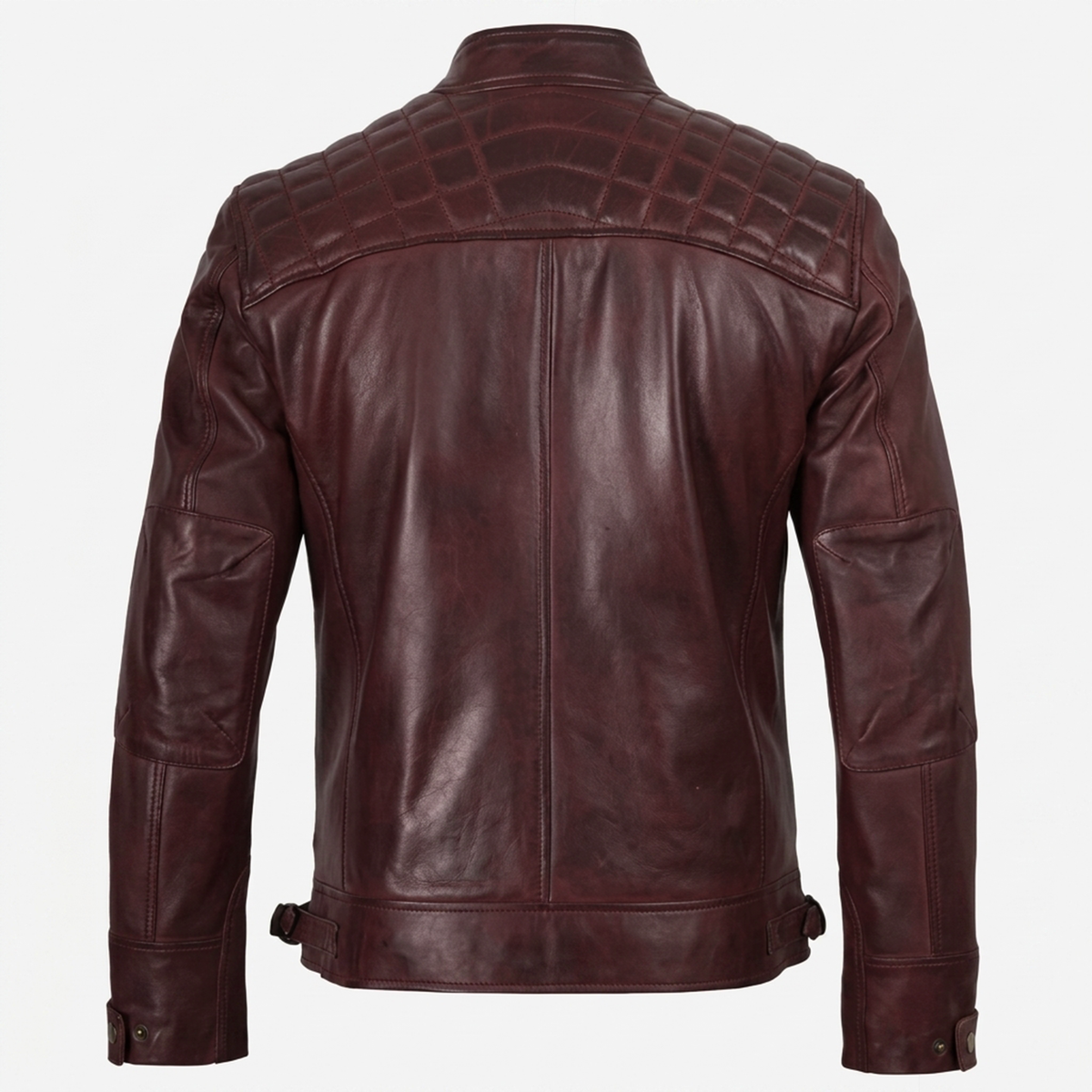 Men's Maroon Wax Leather Cafe Racer Jacket