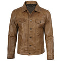 Bolvane Camel Wax Leather Trucker Jacket – Men's