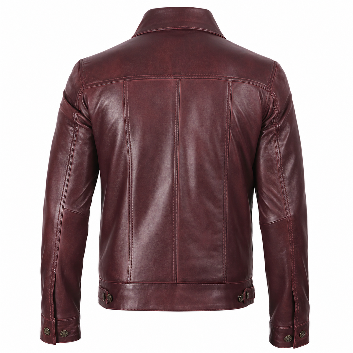 Bolvane Burgundy Leather Trucker Jacket – Men's