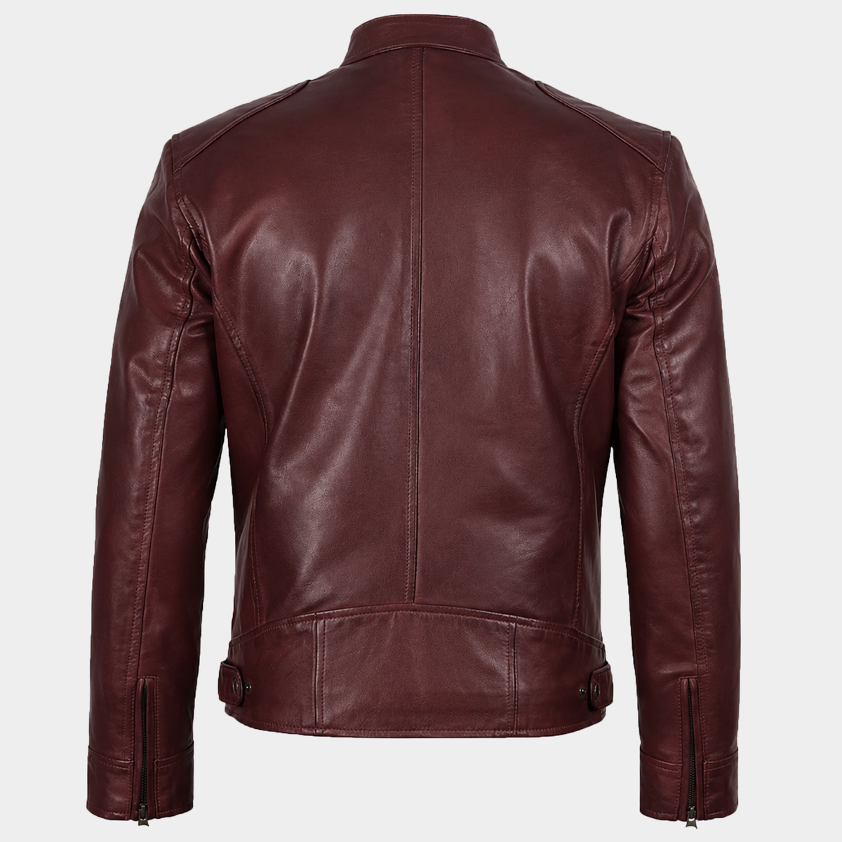 Bolvane Burgundy Café Racer Leather Jacket – Men's