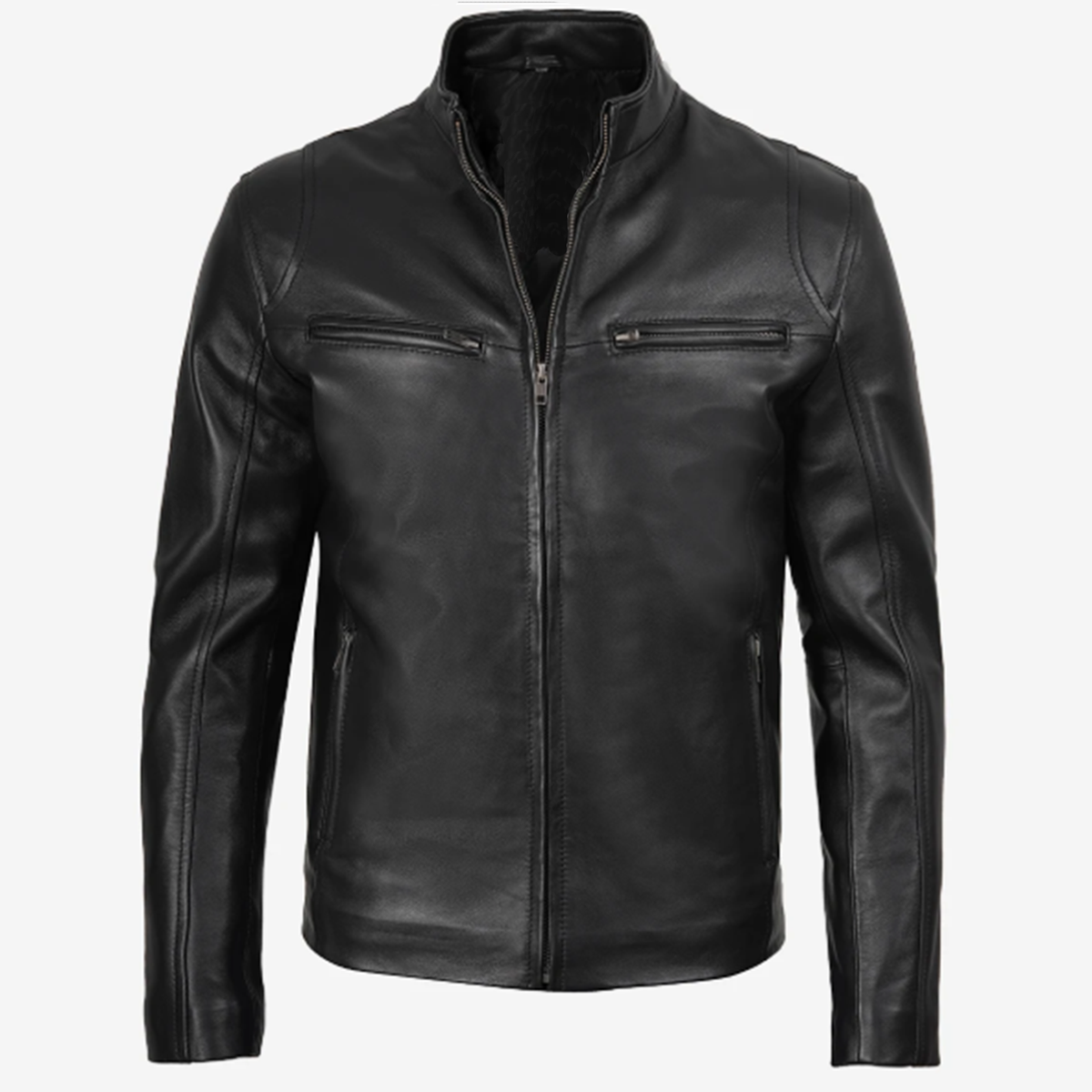 Men’s Classic Black Café Racer Leather Jacket