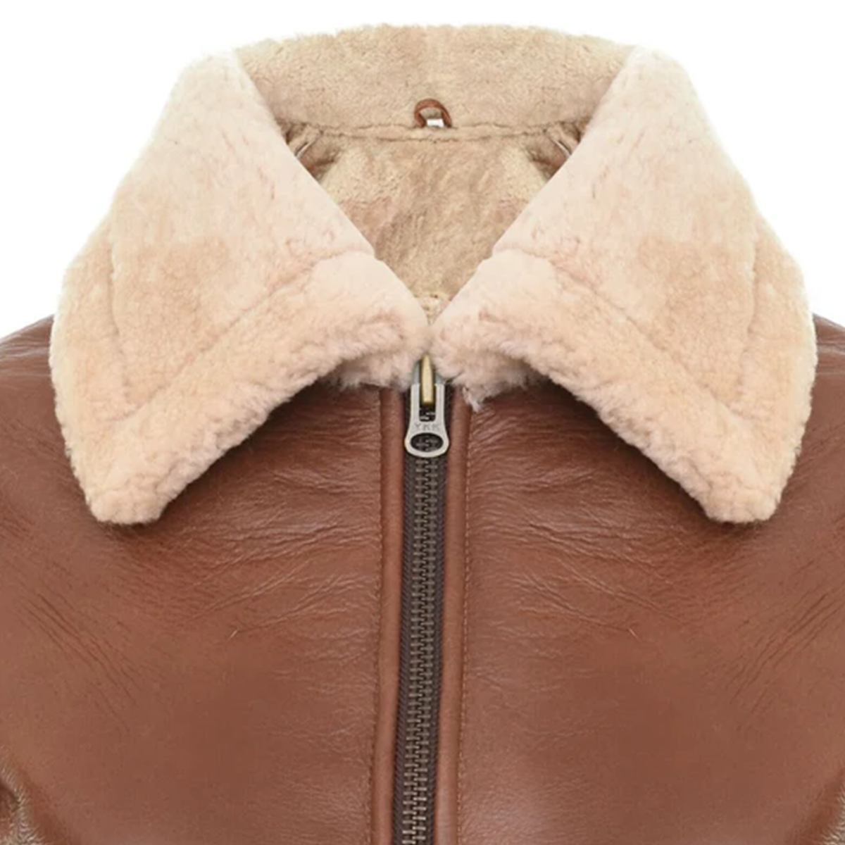 Women's Cognac Leather Shearling Aviator Jacket