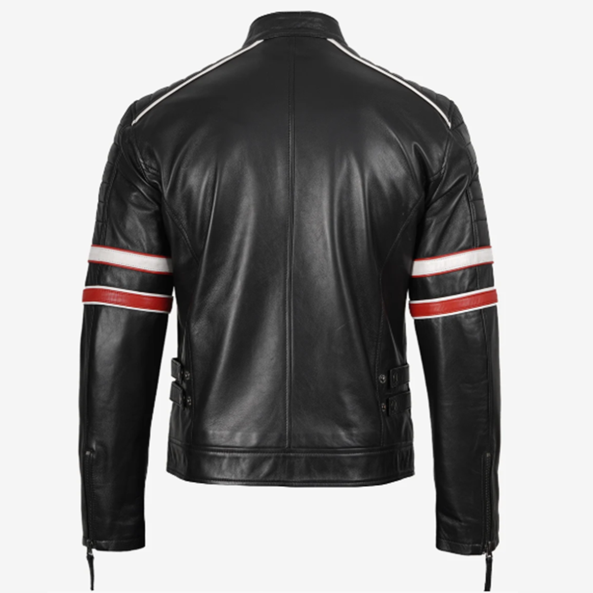 Men’s Black Striped Leather Jacket