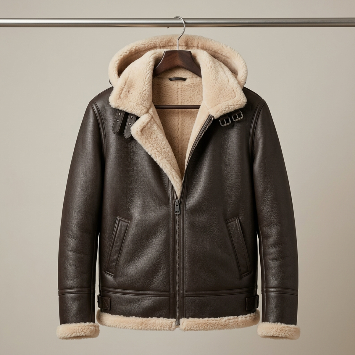Dark Brown Shearling Leather Jacket