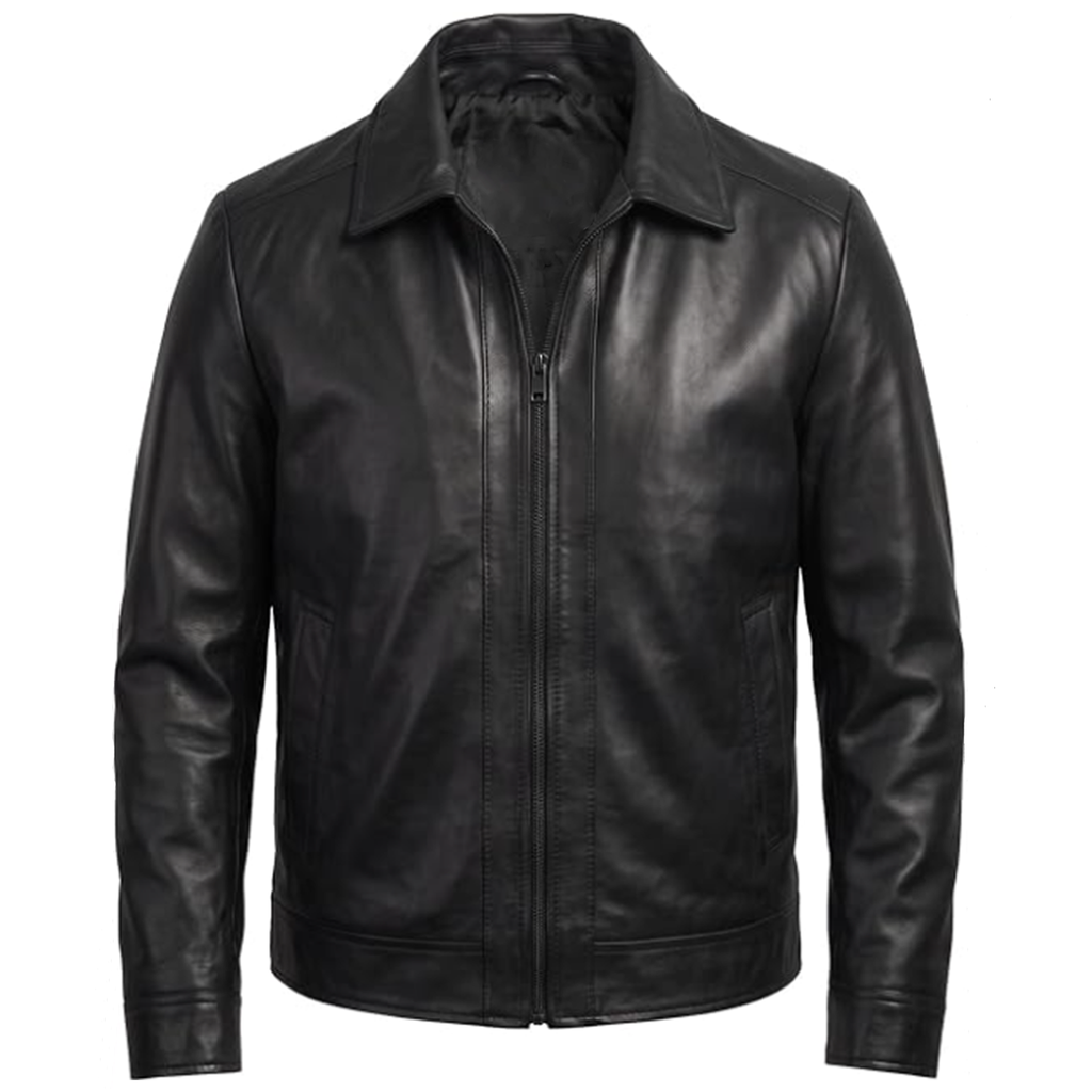Men Minimalist Heritage Leather Jacket