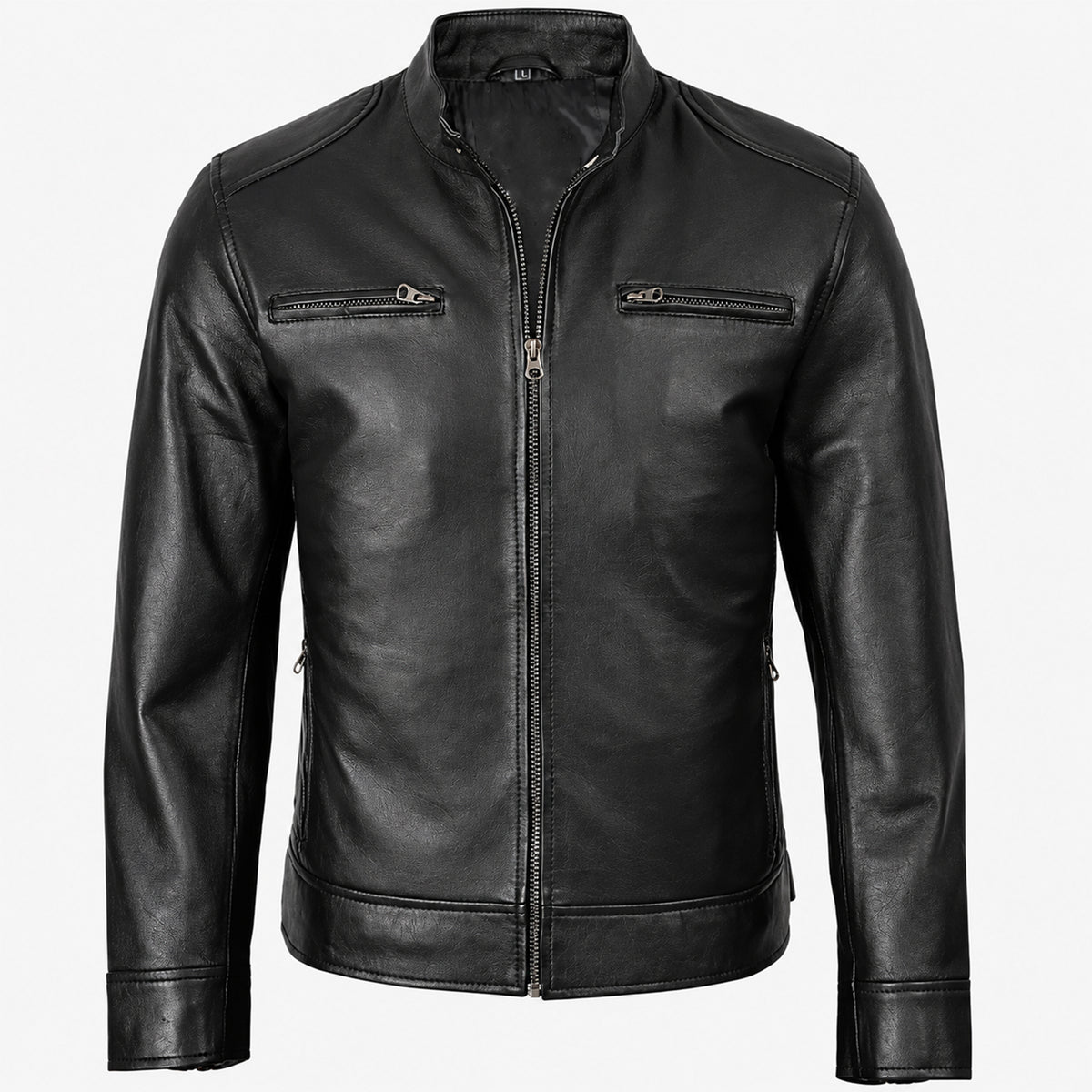 Bolvane Black Café Racer Leather Jacket – Men's