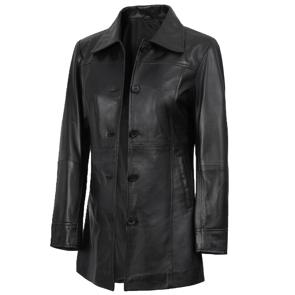 Classic Women’s Leather Car Coat