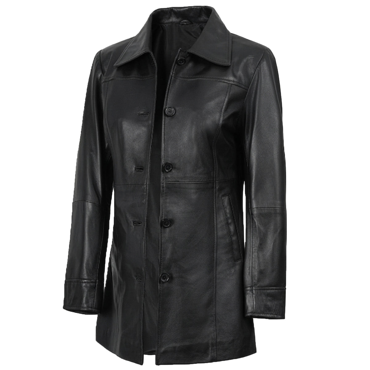 Classic Women’s Leather Car Coat