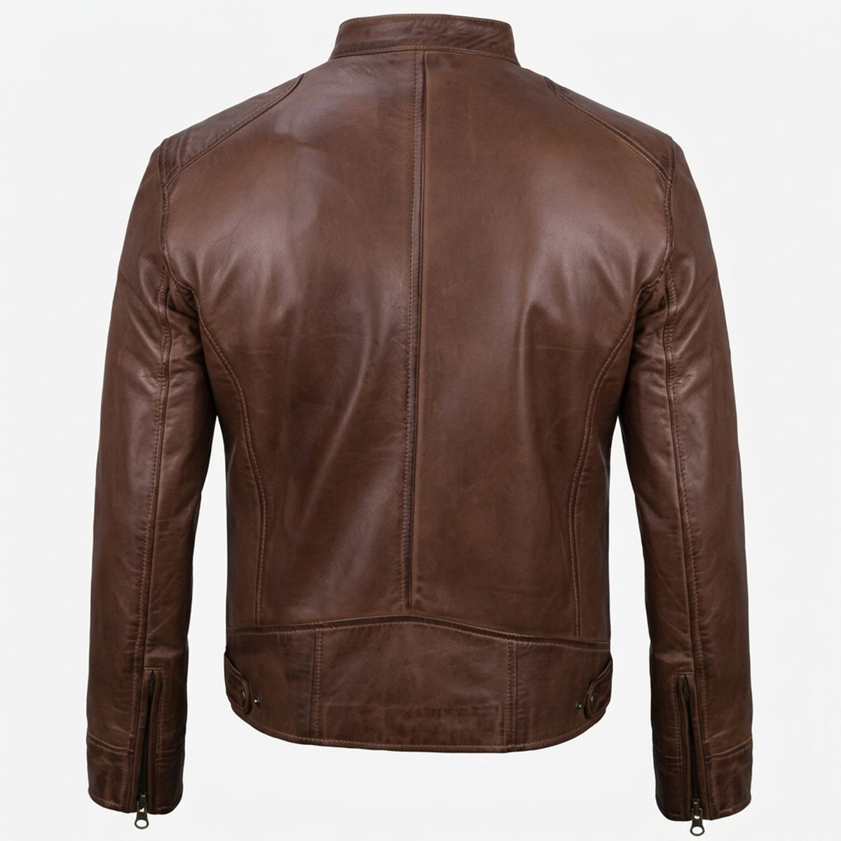 Bolvane Cognac Wax Café Racer Leather Jacket – Men's