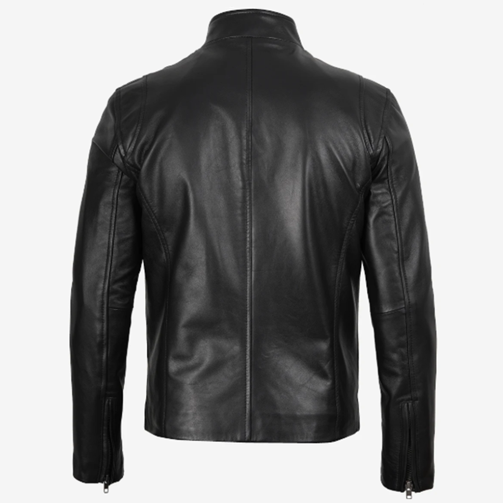 Men’s Classic Black Café Racer Leather Jacket