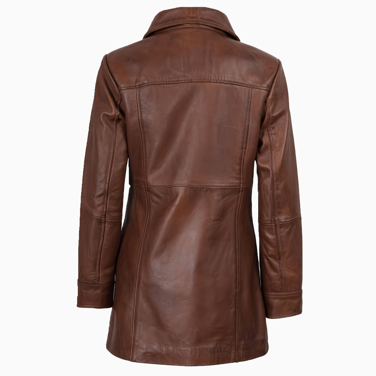 Classic Women’s Leather Car Coat Cognac Wax