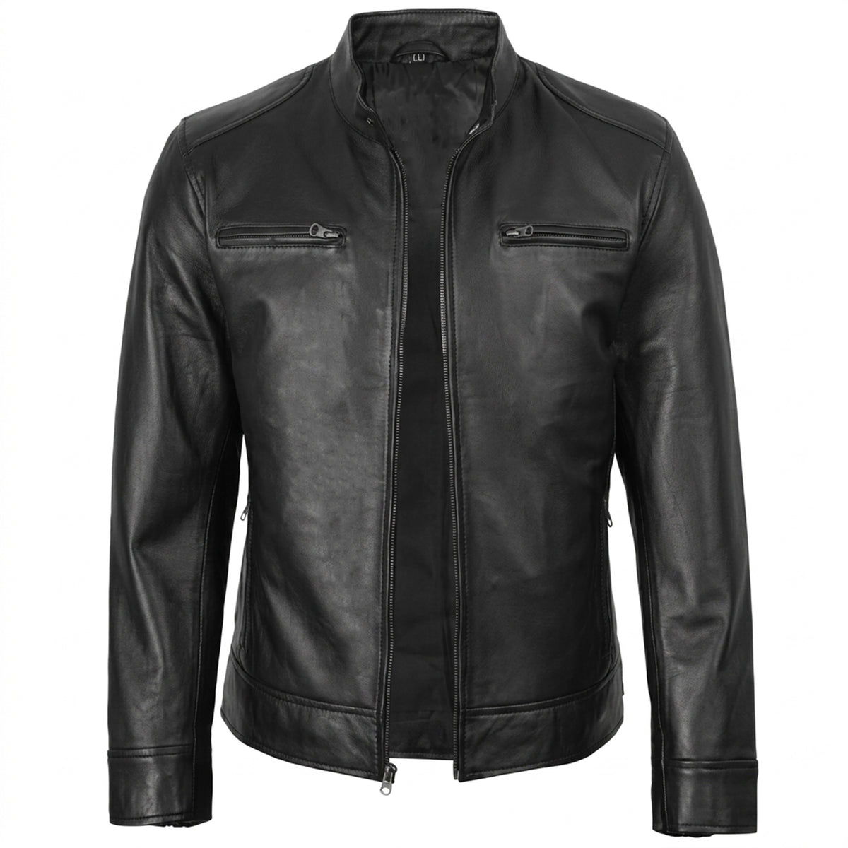 Bolvane Black Café Racer Leather Jacket – Men's
