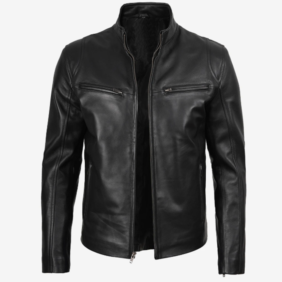 Men’s Classic Black Café Racer Leather Jacket