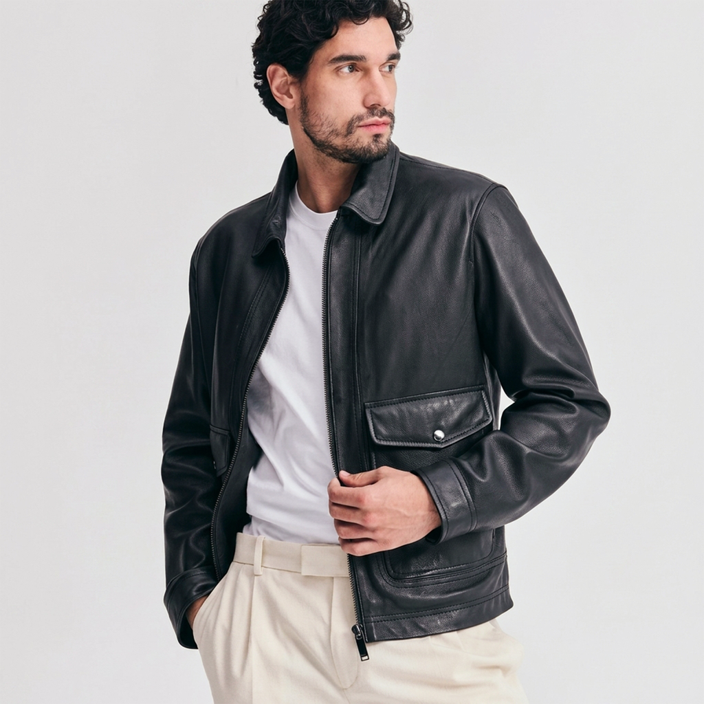 Men's Black Leather Classic Jacket