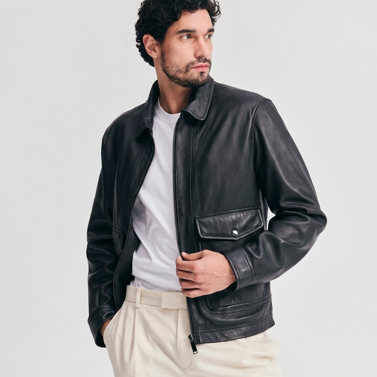 Men's Black Leather Classic Jacket