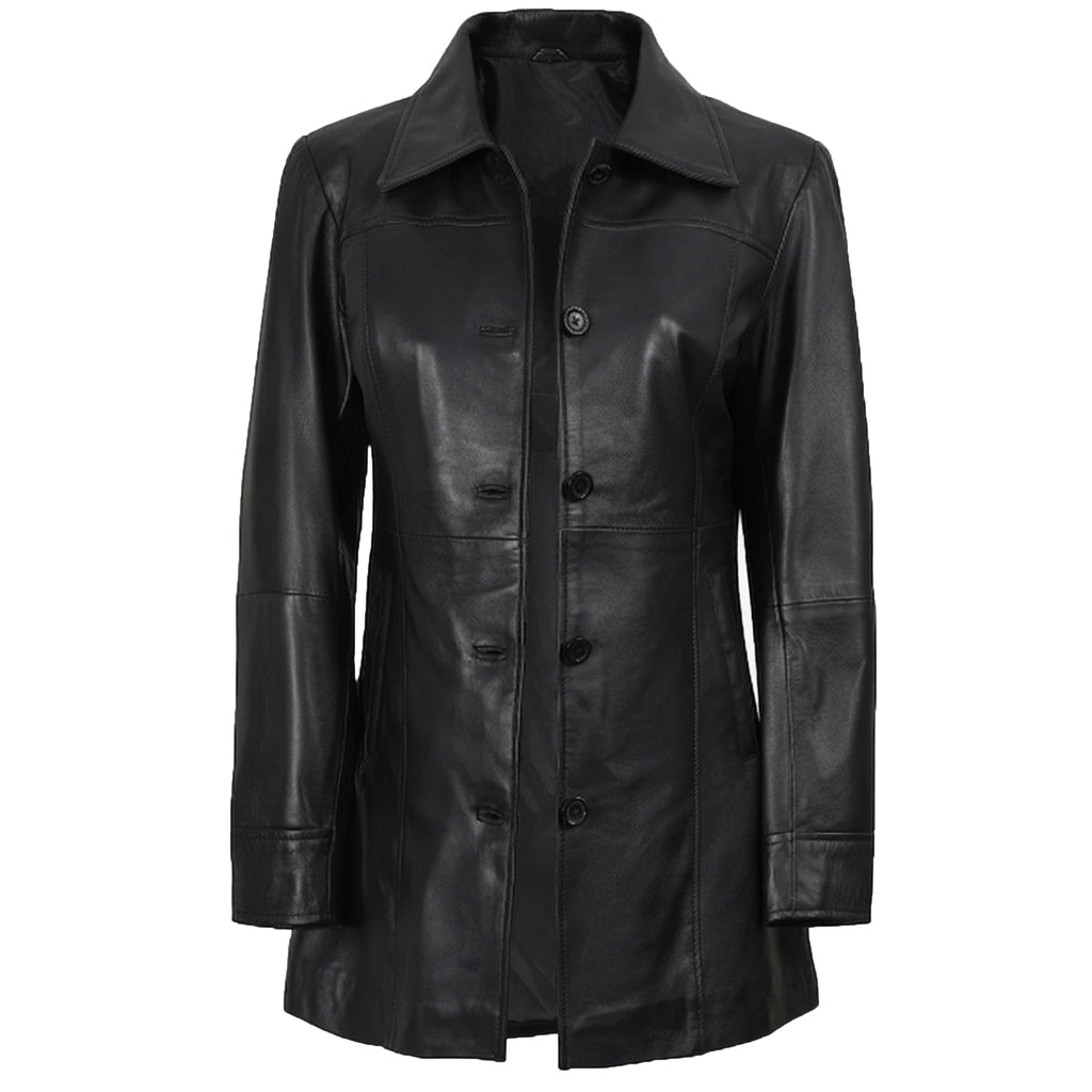 Classic Women’s Leather Car Coat
