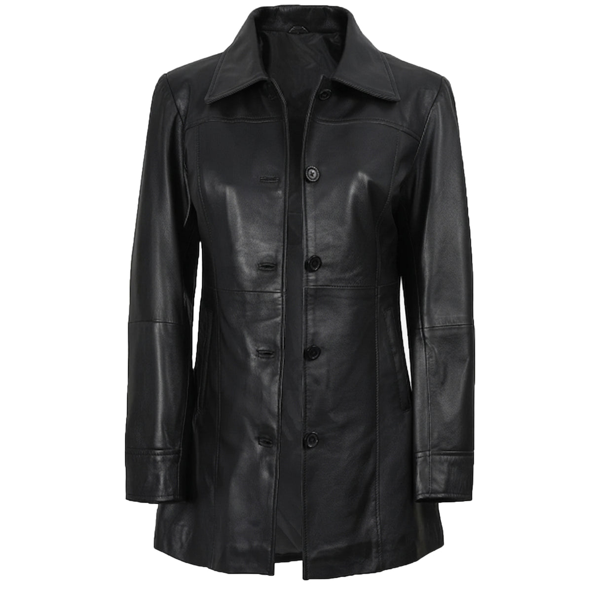 Classic Women’s Leather Car Coat
