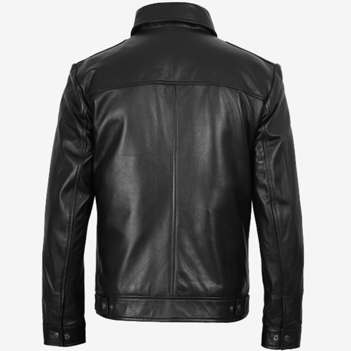 Men’s Vintage-Style Shirt Collar Leather Jacket
