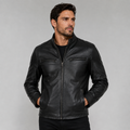Men’s Classic Black Café Racer Leather Jacket