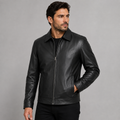 Men’s Vintage-Style Shirt Collar Leather Jacket