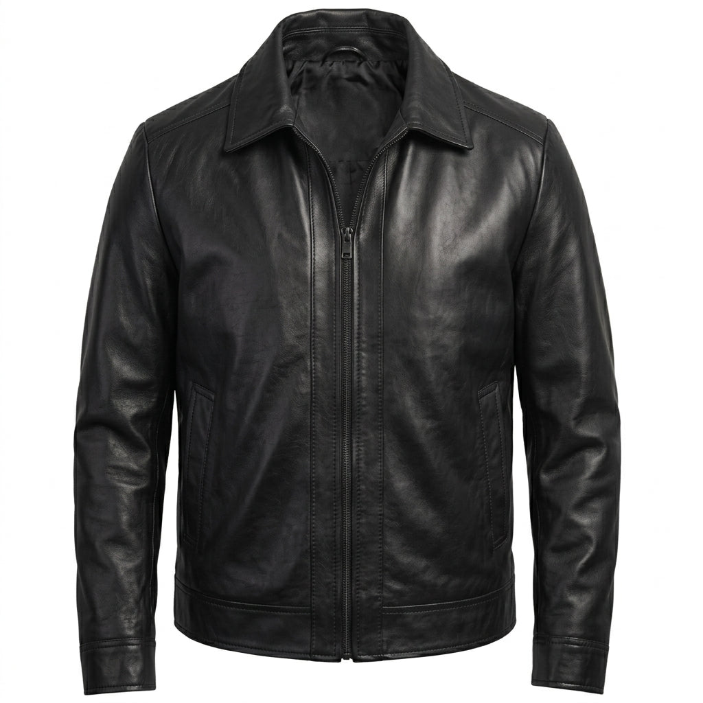 Men Minimalist Heritage Leather Jacket