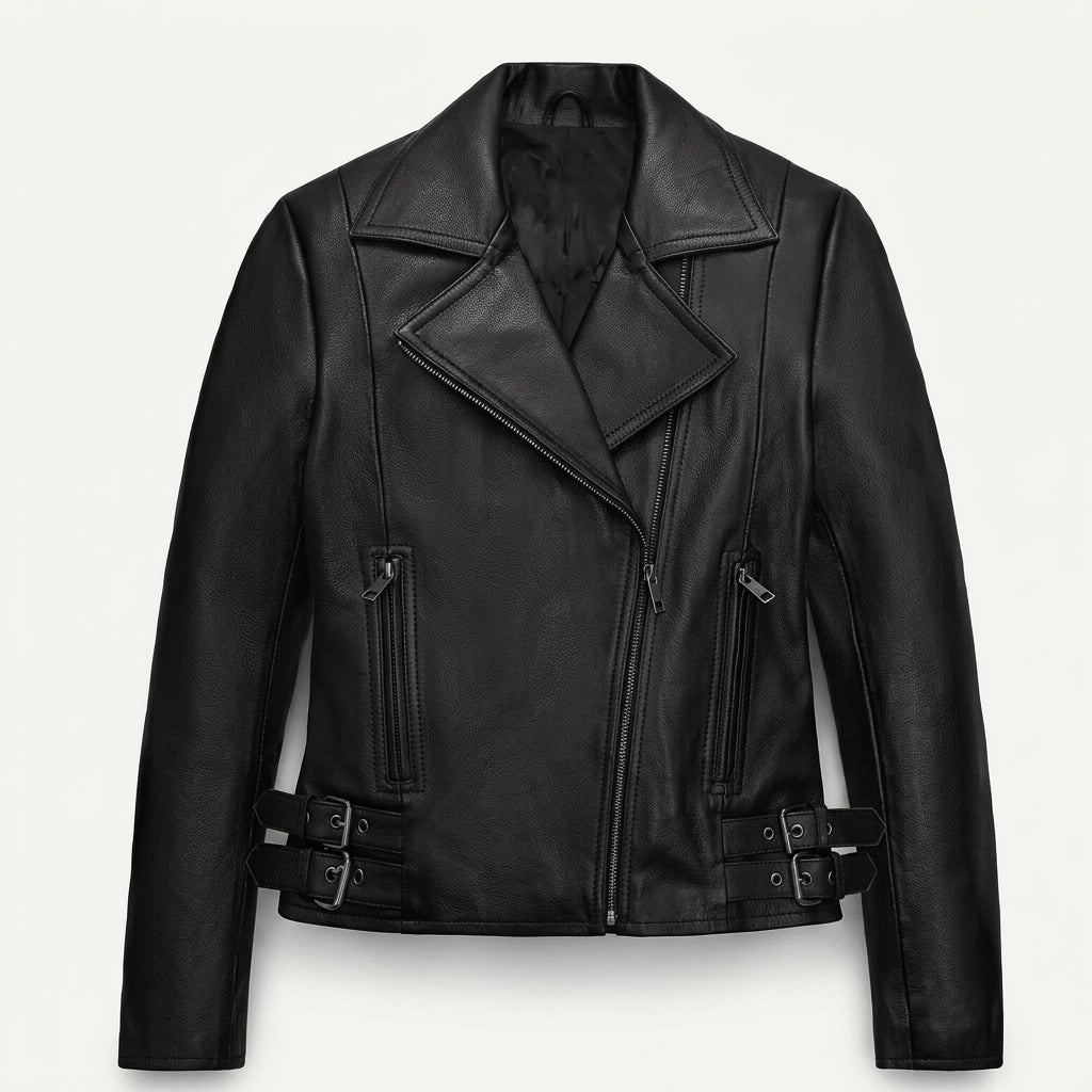 Women Asymmetrical Biker Leather Jacket