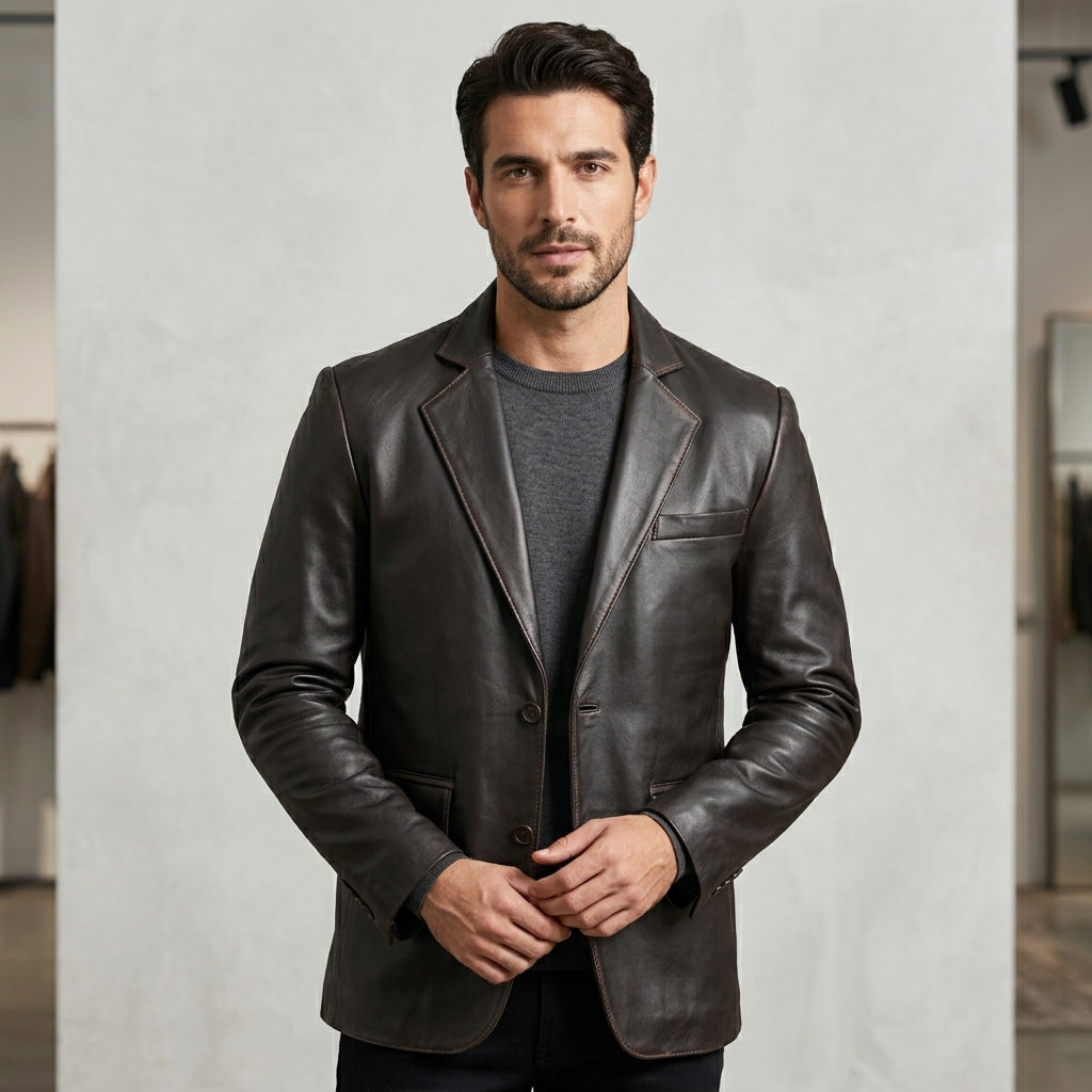 Men’s Dark Brown Rub-Off Blazer