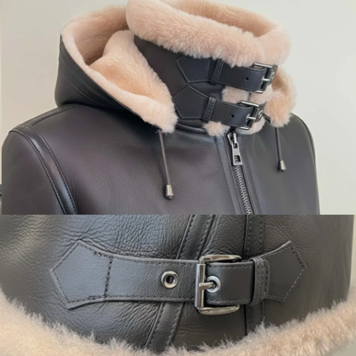 Dark Brown Shearling Leather Jacket