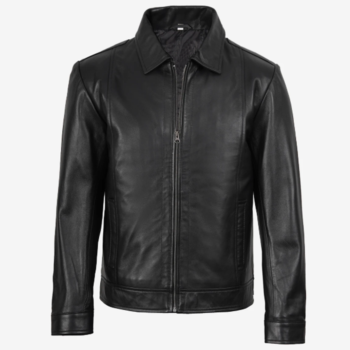 Men’s Vintage-Style Shirt Collar Leather Jacket