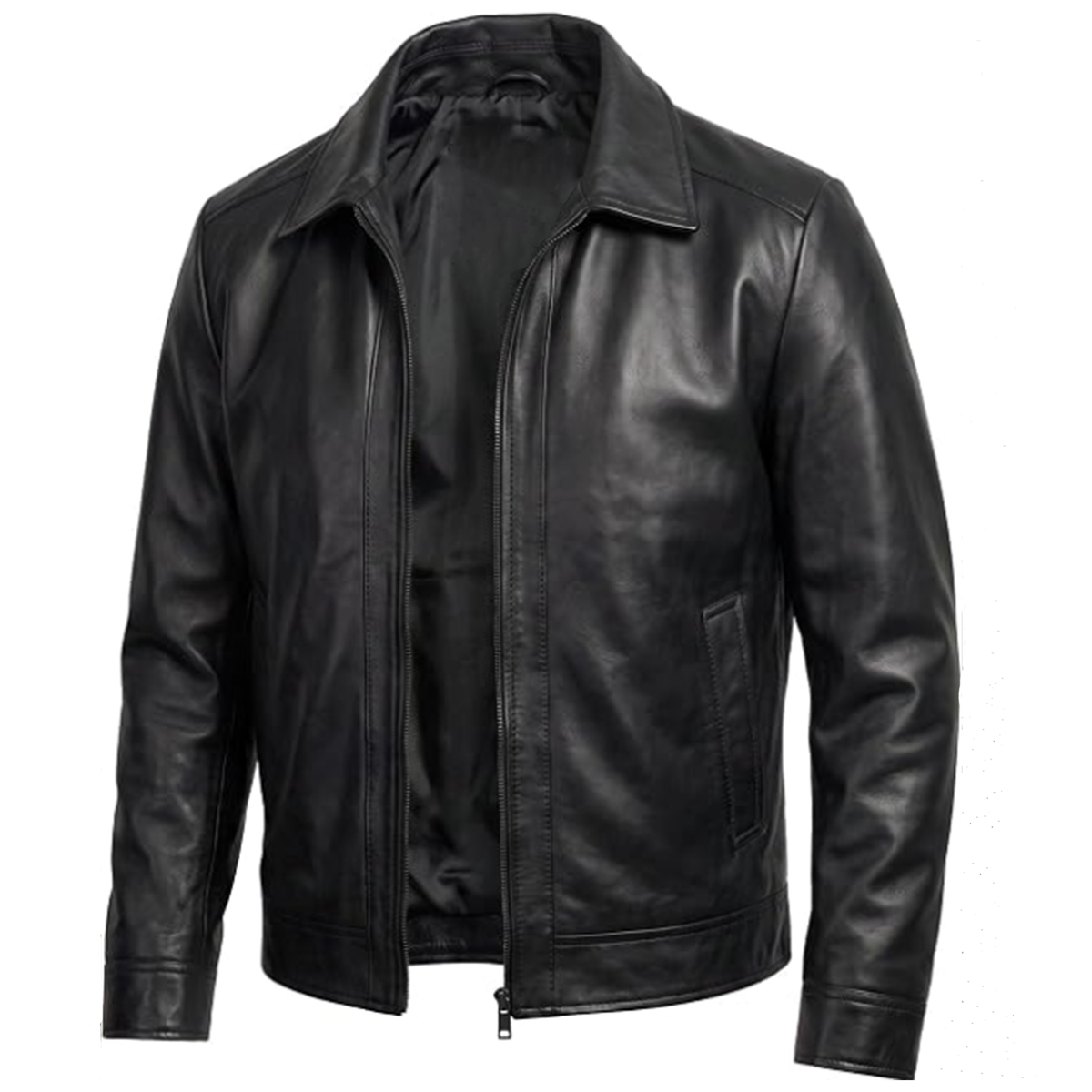Men Minimalist Heritage Leather Jacket