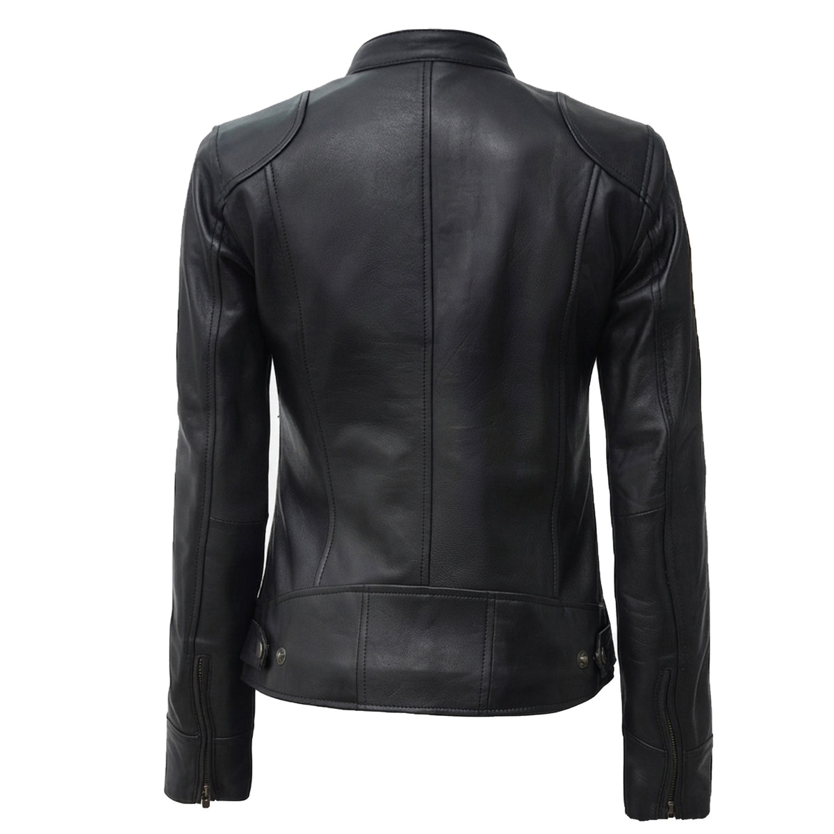 Bolvane Black Café Racer Leather Jacket – Women's